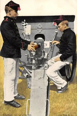 Zamów teraz Militair Veld-Artillerie Inbrengen van het P:rojectiel in het kanon HC22681