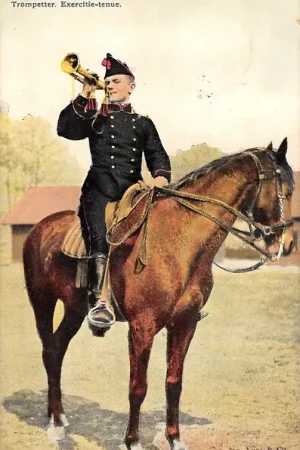 Militair Veld-Artillerie Trompetter Exercitie-tenue te paard 1910 HC22679 Bezpieczna płatność