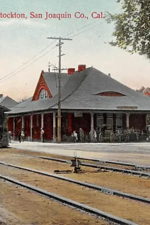 USA California Southern Pacific Depot Stockton San Joaquin Co. Station Stoomtrein Spoorwegen Noord-Amerika HC22412 Nowość
