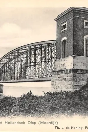 Moerdijk Dordrecht Spoorbrug over het Hollandsch Diep Spoorwegen Eiland van Dordrecht HC22069 Autentyczny