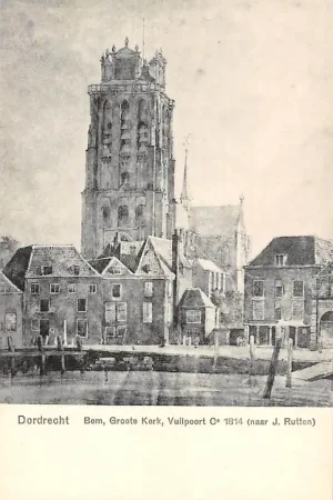 Dordrecht Bom Groote Kerk Vuilpoort ca. 1814. naar J. Rutten HC21803 Premium