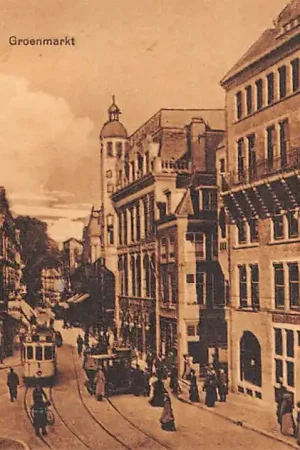 Oryginalny 's-Gravenhage Groenmarkt 1914 HTM Tram Lijn 4 HC21738