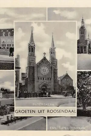 Wysoka jakość Roosendaal Station Knipplein Emil van Loonpark Markt en Paters kerk 1941 HC21585