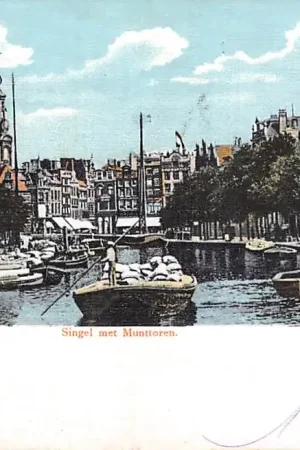 Zamów teraz Amsterdam Singel met Munttoren Binnenvaart schepen Scheepvaart HC21355