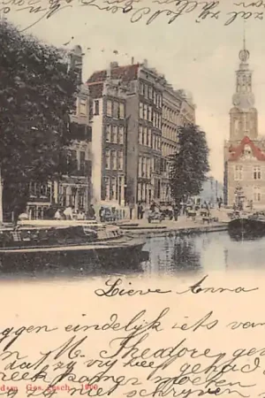 Bezpieczna płatność Amsterdam Munttoren 1900 Binnenvaart schepen Scheepvaart HC20883