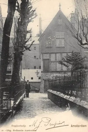 Amsterdam Bagijnehofje in de sneeuw winter 1902 HC20877 Szybka dostawa