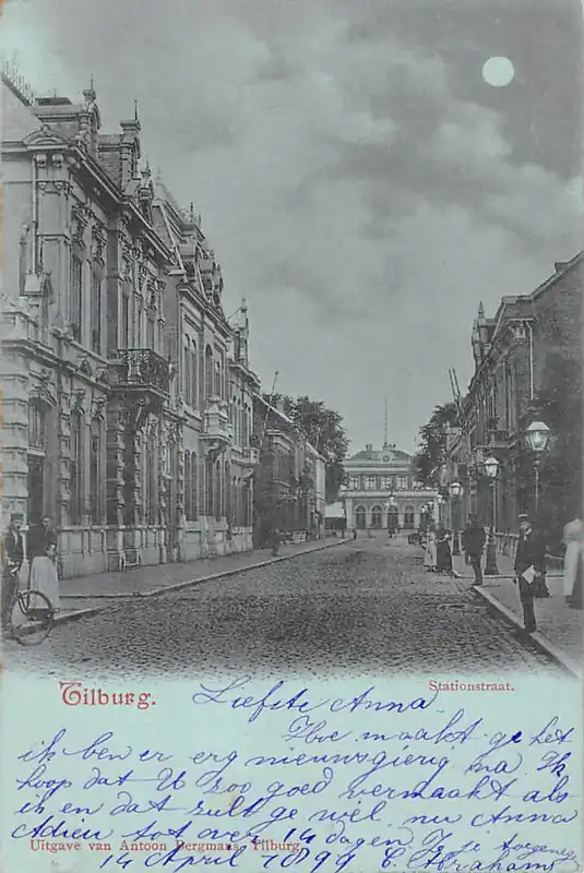 Tilburg Stationstraat Station Spoorwegen 1898 HC20844 Autentyczny