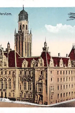 Rotterdam Nieuwe Stadhuis met vliegtuig 1921 HC20797 Zamów teraz