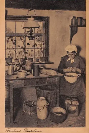 Noord-Brabant Brabantsch Dorpsleven Aardappels schillen Klederdracht HC20088 Promocja