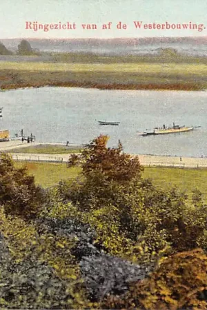 Arnhem Omstreken Rijngezicht van af de Westerbouwing met veerpont Binnenvaart schepen Scheepvaart HC19930 Wyprzedaż