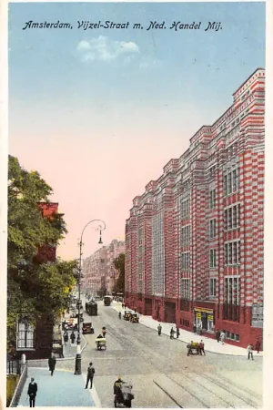 Amsterdam Vijzelstraat m. Ned. Handel Mij, Tram 1930 HC19481 Darmowa dostawa
