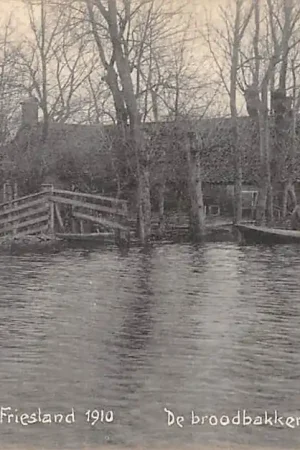 Oryginalny Friesland Overstrooming 1910 De Broodbakker per schuit Onbekend Watersnood HC20062