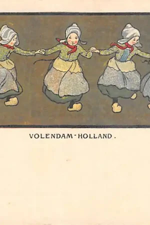 Tani Volendam Vintage Dansende meisjes in klederdracht voor 1906 Fantasie HC18010