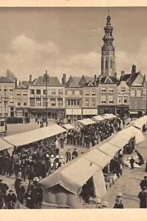 Middelburg Markt Marktdag met volk en kramen 1931 HC17848 Ekspresowa dostawa