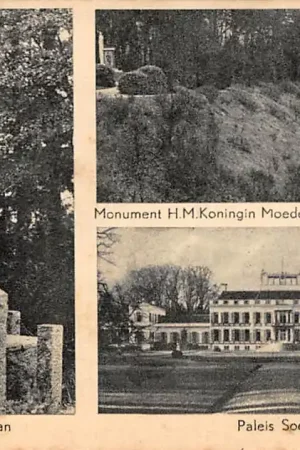 Tani Soestdijk Christoffel Pullman Monument H.H. Koningin Moeder bij de spoorbaan te Baarn met trein Paleis Soestdijk HC17814