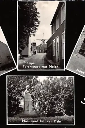 Sluis (ZL) Molen Plompe Torenstaat met Molen Jantje van Sluis Monument Joh. van Dale Zeeuws-Vlaanderen HC17544 Autentyczny