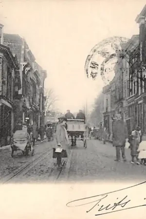 Wyprzedaż Gouda Kleiweg hoek Kleiwegstraat 1905 Gompers HC17093