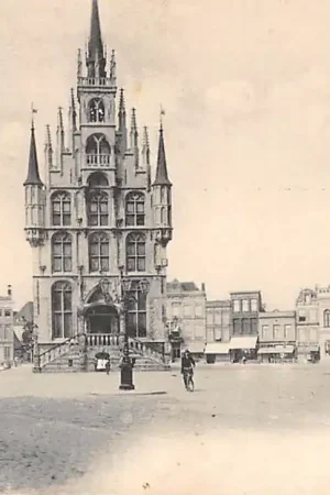 Gouda Markt Stadhuis Paard en wagen Gompers HC17091 Zwrot pieniędzy