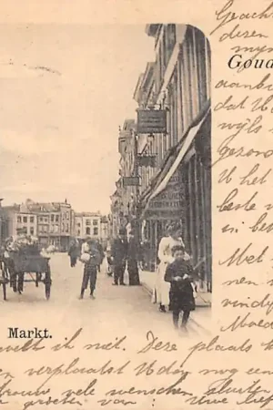 Gouda Markt Stadhuis en kerk 1901 HC17088 Nowość