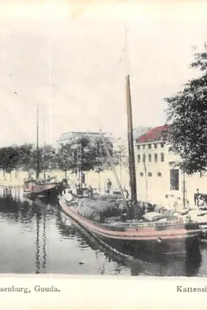 Gouda Kattensingel vanaf Kleiwegbrug Binnenvaart schepen Scheepvaart Swartsenburg HC17076 Darmowa dostawa