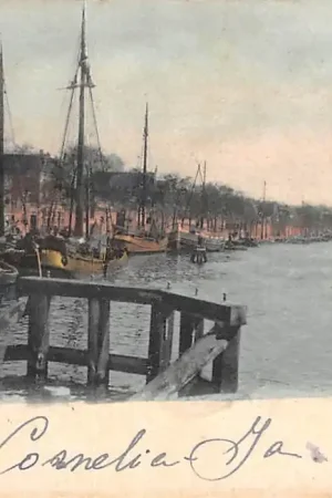 Gouda Kattensingel vanaf het Bolwerk 1902 Binnenvaart schepen Scheepvaart HC17074 Zamów teraz