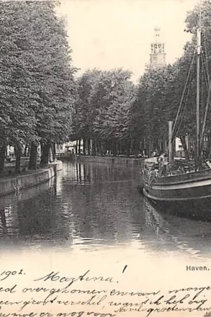 Gouda Haven met binnenvaart schip Stad Gouda 1902 HC17063 Wysoka jakość