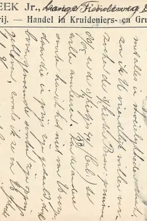 Gouda Lange Tiendeweg D 29 L. van der Beek Koffie branderij Handel in Kruideniers- en Grutterswaren Reclame 1904 HC17045 Oryginalny