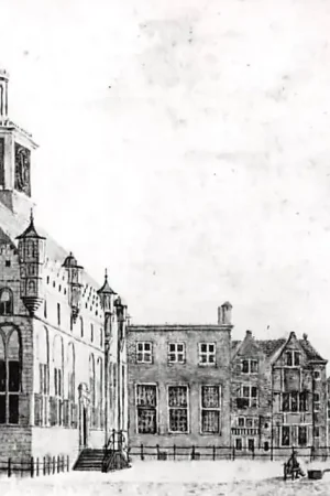 Nowość Zo was Dordrecht Stadhuis - Lombardsbrug 1776 Tekening J. Hoolaart HC16953