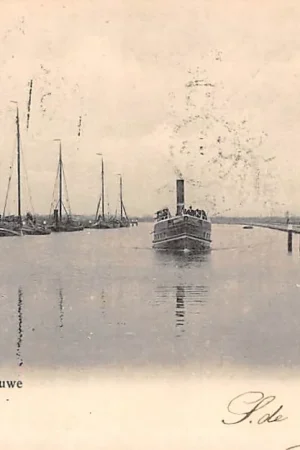 Gouda Nieuwe Vaart Verbetering van Kromme Gouwe met stoomboot Boskoop Gompers Scheepvaart HC15818 Ekspresowa dostawa