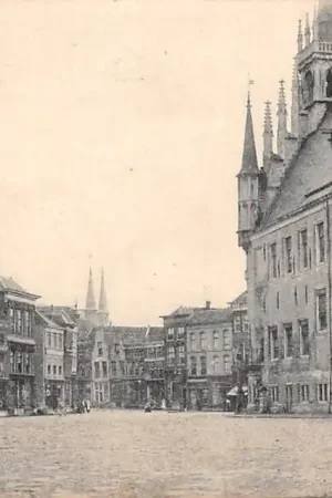 Gouda Markt richting Wijdstraat Gompers 1905 HC15811 Rabat