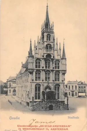 Gouda Markt Stadhuis Vivat No. 406 Reclame Kleedermagazijn De Stad Amsterdam Westerstraat 75 Amsterdam HC15780 Szybka dostawa