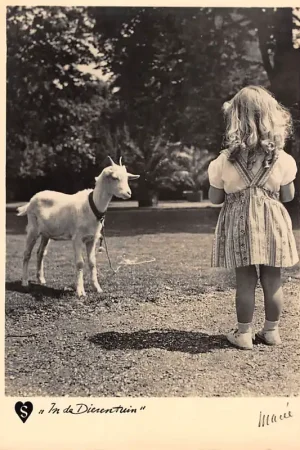 Fantasie Vintage Hartediefjes In de dierentuin Kind met geit 1941 HC15044 Oryginalny