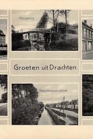 Drachten Groeten uit 1933 R.H.B. School Hoogebrug Zuiderbuurt Noord Noorderdwarsstraat Plantsoen Noord HC14982 Promocja