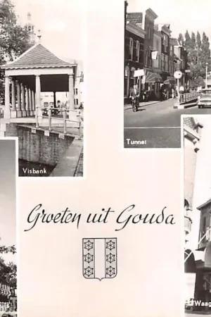 Gouda Groeten uit 1961 Gouwe Spoorstraat Stadhuis en Waag HC14721 Darmowa dostawa