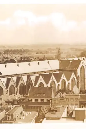 Gouda Panorama met St. Janskerk Linksonder bouw winkelpand Wijdstraat Dubbele Buurt HC14735 Wyprzedaż