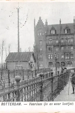 Bezpieczna płatność Rotterdam Veerdam met In en weer bootjes Veer 1910 HC14473