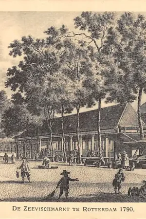 Rotterdam Zeevischmarkt 1790 Reclame Cacao en Chocolaad A. Driessen HC14310 Promocja