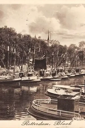 Zwrot pieniędzy Rotterdam Blaak met binnenvaart schepen Scheepvaart 1930 HC14293