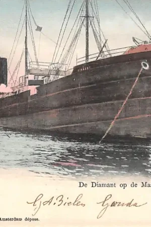 Rotterdam Stoomschip De Diamant op de Maas Schepen Scheepvaart HC14225 Autentyczny
