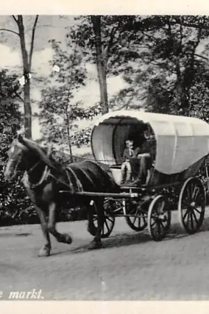 Walcheren Middelburg Met de huifkar naar de markt Paard en wagen HC14116 Wysoka jakość