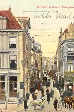 's-Gravenhage Groenmarkt met Hoogstraat 1907 Paard en wagen HC13954 Kup teraz