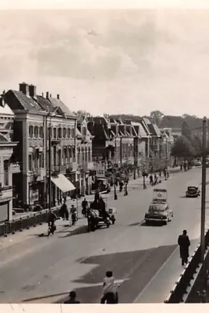 Groningen Heereweg Auto met klok op het dak en paard en wagen 1951 HC13692 Oryginalny