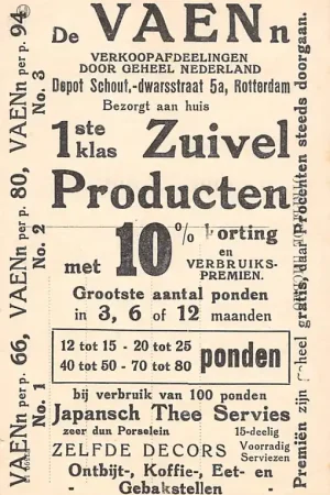 Niska cena Rotterdam Reclame De VAENn Depot Schout,-dwarsstraat 5a 1ste klas Zuivel Producten HC11942