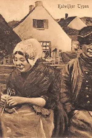 Promocja Katwijk aan Zee Katwijker typen Illustrator Frans de Bruin Klederdracht HC11827