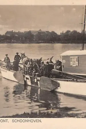 Schoonhoven Lekgezicht met Veerpont met woonwagen 1935 HC11748 Rabat