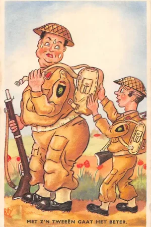 Militair Humor Met z'n tweeën gaat het beter Soldaten Illustrator RAY Vintage Fantasie HC10992 Najlepsza cena
