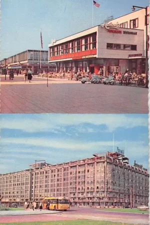 Autentyczny Rotterdam Groothandelsgebouw en Lijnbaan 1958 Bus HC10905