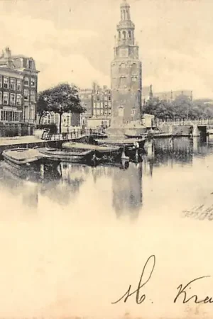 Amsterdam Oude Schans met Binnenvaart schepen Scheepvaart 1901 HC10602 Rabat