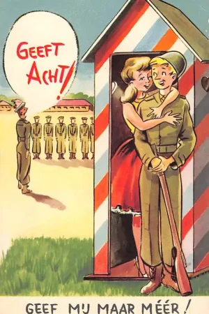 Oryginalny Fantasie Vintage Militair Soldaten humor Geeft acht! Geef mij maar meer! HC10514