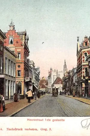 Zwrot pieniędzy Groningen Heerestraat 1ste gedeelte Paarden tram Sigarenwinkel 1904 HC10445